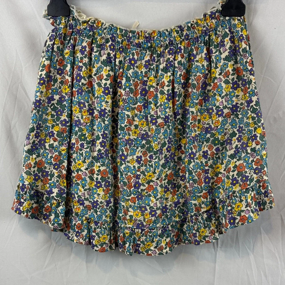 Free People Ellia Printed Floral Blue‎ Green Ruffle Skorts Shorts Size S - NEW